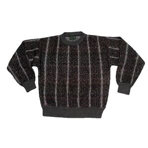 VTG 90s Boundary Waters Knit Sweater Men's Medium Chevron Multicolor Gray